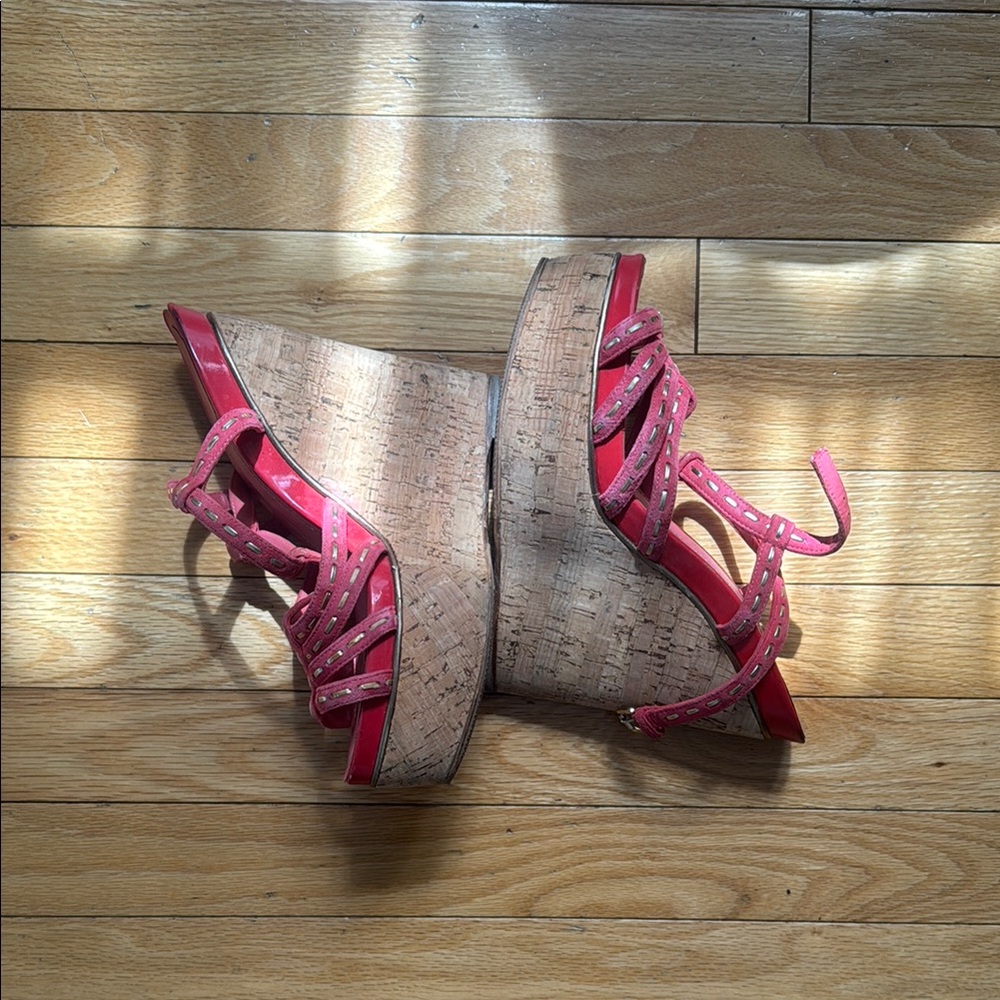 Dior pink Strappy Wedge Sandals